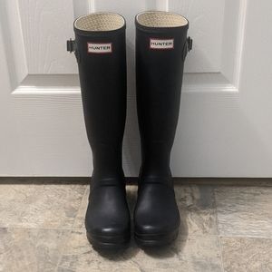 Black Hunter Boots with socks
